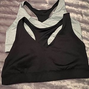 Women’s Tek Gear workout bras. Set of 2. Gray and Black. Worn once ~ past return